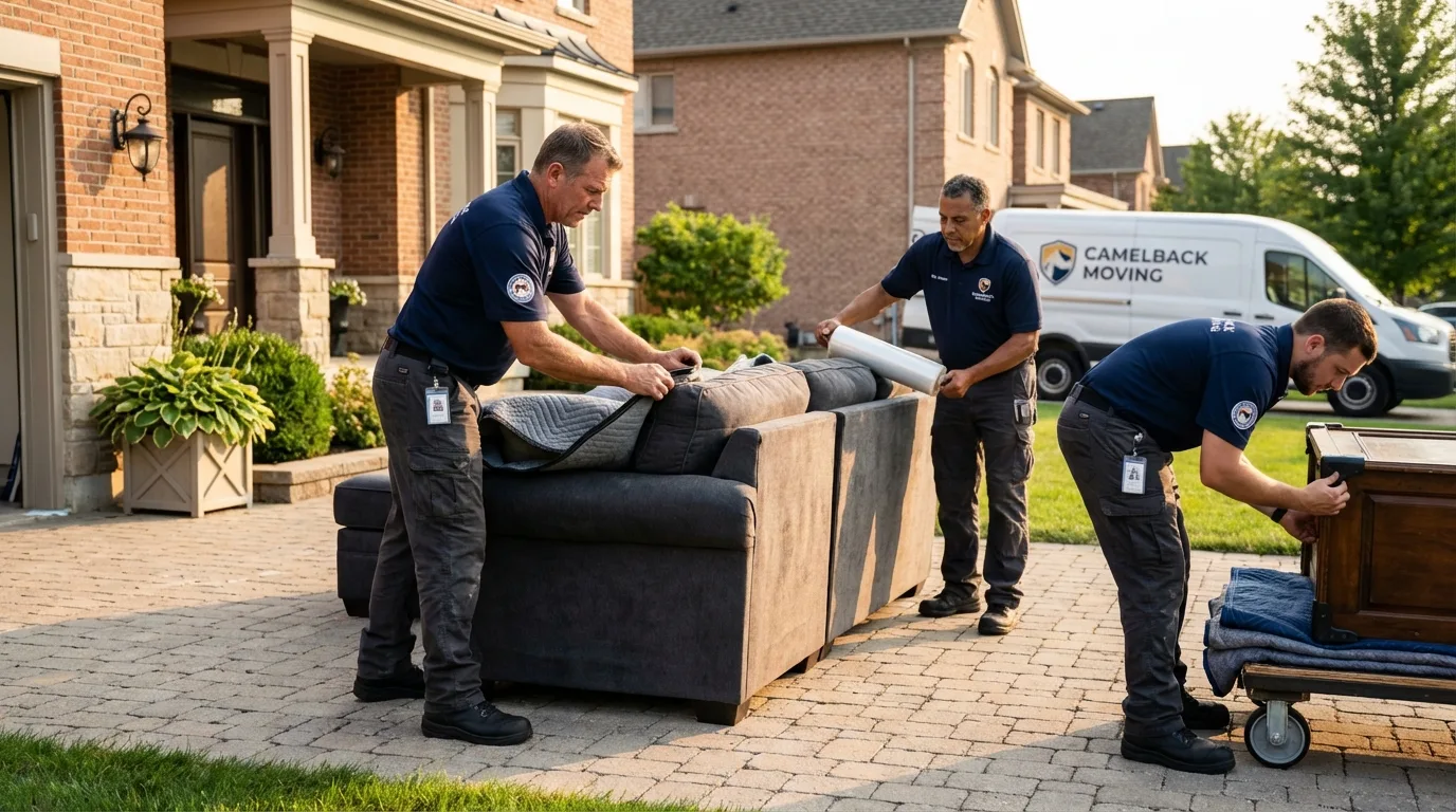 Large estate moving crew wrapping furniture in Francestown, NH