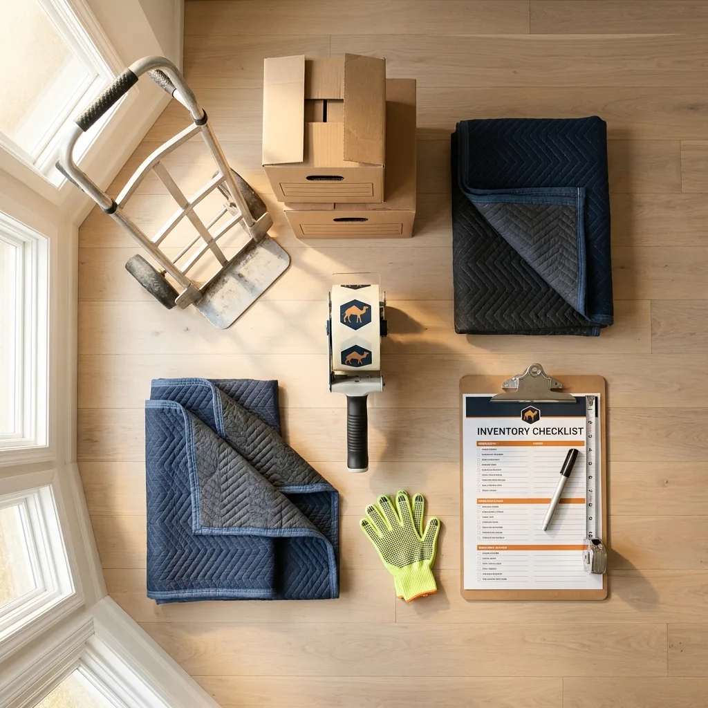 Professional moving supplies and packing materials layout for Francestown residential relocations